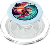 Bigfoot Tavola da surf Cavalcando Onda al Tramonto Retro Beach Vibes PopSockets PopGrip per MagSafe