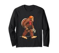 Bigfoot Thanksgiving Pilgrim Turkey Pumpkin Boys Video Games Maglia a Manica