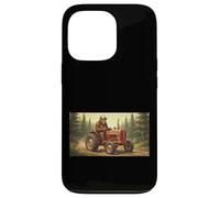 Bigfoot Trattore di guida divertente Sasquatch Farmer Woods Scene Custodia per iPhone 13 Pro
