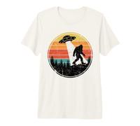 Bigfoot UFO Abduction Retro Sasquatch Alien Incontro Arte Maglietta Premium
