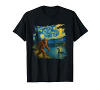 Bigfoot UFO Alien Nessie Van Gogh Notte Stellata Stile Maglietta