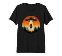 Bigfoot UFO Rapimento Vintage Tramonto Cryptid Incontro Divertente Maglietta Premium