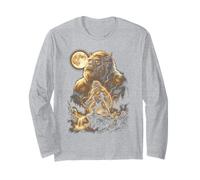 Bigfoot Ululando alla Luna Meme Sasquatch Maglia a Manica