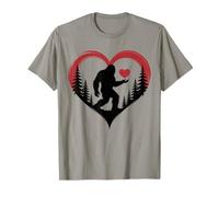 Bigfoot Valentine Heart Sasquatch Love Forest Maglietta