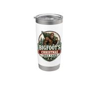 Bigfoot's Christmas Tree Farm Humor Retro Distressed Bicchiere termico in acciaio inox doppia parete
