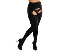 BIGGI BIG Ouvert: 60 Denier Senza Cavallo con Grande Buco Collant, 60 DEN, Nero, 3XL Plus Donna