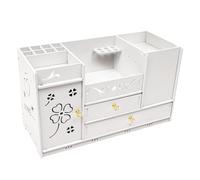 Biggittig Organizer per trucchi, con 2 cassetti e uno specchio, multifunzione, per camera da letto, bagno e spogliatoi (bianco)