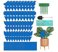 Bighan 60 pz Trappole adesive per Moscerini a Doppio Lato, Gialle e Trappole per Funghi delle Piante per Piante da Cucina per Interni ed Esterni con Lacci, Supporti in Plastica, Blu