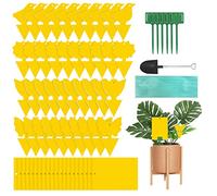Bighan 60 pz Trappole adesive per Moscerini a Doppio Lato, Gialle e Trappole per Funghi delle Piante per Piante da Cucina per Interni ed Esterni con Lacci, Supporti in Plastica, Giallo