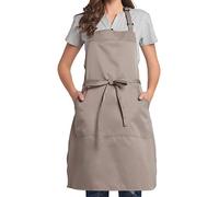BIGHAS Grembiule bavaglia regolabile con lacci lunghi per donne e uomini, 18 colori, chef, cucina, cottura, marrone chiaro, 27W×32L