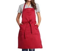 BIGHAS Grembiule regolabile con lacci lunghi per donne e uomini, 18 colori, cuoco, cucina, Vino rosso, 27W×32L