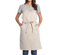 BIGHAS Grembiule regolabile con tasca, fasce extra lunghe per uomo e donna, 18 colori, per cuoco, cucina, casa, ristorante, caffetteria, cucina, cottura, cottura, giardinaggio, 27 W×32 L (beige)