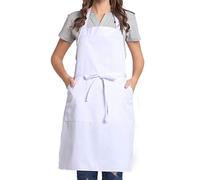 BIGHAS Grembiule regolabile con tasca, lacci extra lunghi per donna e uomo, 18 colori, per cucina, casa, ristorante, caffè, cottura, pasticceria, giardinaggio, bianco, XL