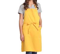 BIGHAS Grembiule regolabile con tasca, lacci extra lunghi per donna e uomo, 18 colori, per cucina, casa, ristorante, caffè, cottura, pasticceria, giardinaggio, giallo., XL