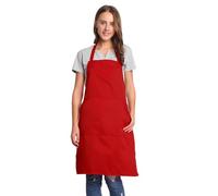 BIGHAS Grembiule regolabile con tasca, lacci extra lunghi per donna e uomo, 18 colori, per cucina, casa, ristorante, caffè, cottura, pasticceria, giardinaggio, Colore: rosso, XL