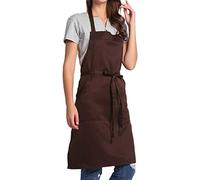 BIGHAS Grembiule regolabile con tasche, bande extra lunghe per uomo e donna, 18 colori, per cucina, casa, ristorante, caffè, cucina, pasticceria, giardinaggio, marrone, X-Large