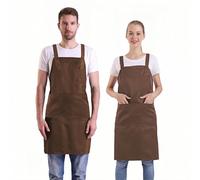 BIGHAS Grembiule stile H con tasca posteriore per donne, uomini, regolabile, grande, confortevole, cucina, casa, cucina, cucina, 12 colori, Marrone, Large