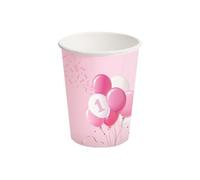 Bigiemme Bicchiere Carta 250 Ml 1 Compleanno Palloncini Rosa 8 Pz