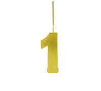 Bigiemme Candela Magic Number Nr. 1 doppio Uso: Scintillante e Fiamma H 6,8 Cm Oro