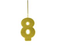 Bigiemme Candela Magic Number Nr. 8 doppio Uso: Scintillante e Fiamma H 6,8 Cm Oro