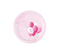 Bigiemme Piatto Carta D 18 Cm 1 Compleanno Palloncini Rosa Cf 8 Pz