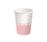 BIGIEMME SRL 8 Bicchieri di Carta a Cuore Rosa 250 ml - Grigio, Bianco