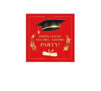 Bigiemme Tovagliolo Laurea Tocco e Diploma Adesso Party 25 x 25 Cm Cf 20 Pz Rosso