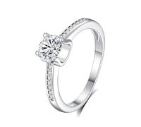Bigiotteria Anelli Anello Donna Set Classico Moissanite Rotonda con 0,5 Ct 9 K Oro Bianco Bianco Misura 60 (19,1)