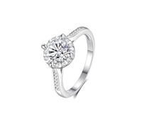 Bigiotteria anelli da donna classici 1 ct moissanite rotonda oro bianco 18 carati misura 60 (19,1)