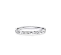 Bigiotteria anelli da donna con dita piccole, design classico e ritorto con diamanti rotondi in oro bianco 9 carati, misura 52 (16,6)