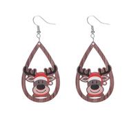Bigiotteria Donna Nuovi orecchini di Natale in legno Orecchini creativi e versatili di Babbo Natale per le donne (D, 4.5X7.5CM)