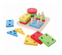 Bigjigs Baby puzzle di inserimento in legno e impilamento di forme colorate sui pioli