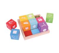 Bigjigs cubi illustrati in legno ABC con vassoio