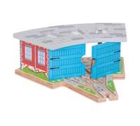 Bigjigs Rail deposito triplo con porte per ferrovie di legno