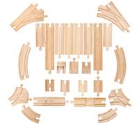 Bigjigs Rail Low Level Train Track Expansion Pack - 25 Piece Wooden Train Track