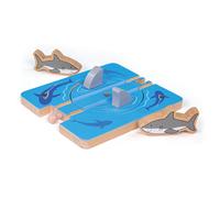 Bigjigs Rail vortice con squali - estensione in legno per ferrovia giocattolo