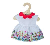 bigjigs toys abito bianco a fiori con colletto rosso per bambola 38 cm