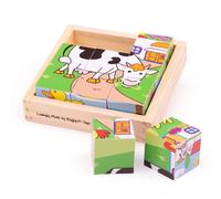 Bigjigs Toys Animal Cube Jigsaw Puzzle - 9 Piece Toddler Puzzles, Quality Jigsaw