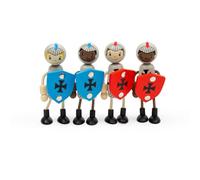 Bigjigs Toys Bambole cavalieri medievali, set di 4 figure di bambole cavaliere per bambini, set da gioco per castello in legno o casa delle bambole, set di figure di storia e fantasia, set da gioco