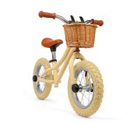 Bigjigs Toys Draisienne crema con cestello - Biciclette senza pedali per bambini piccoli biciclette da allenamento, apprendimento della bicicletta, divertente attività all'aperto, regali per bambini