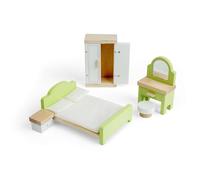 Bigjigs Toys Juego de dormitorio Muebles de madera para casa de muñecas Jueg