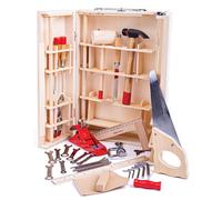 Bigjigs Toys Junior Kids Tool Set - 28 Piece Junior Tool Kit with Real Hammer, S