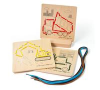 Bigjigs Toys, Lacing By Numbers - Construction, Wooden Toys, Lacing Toy, Threadi