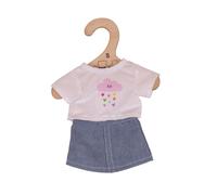 Bigjigs Toys maglietta bianca con gonna in jeans per bambola 28 cm