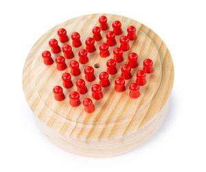 Bigjigs Toys Mini Solitaire Game - 32 Piece Solitaire Board Game with Wooden Peg