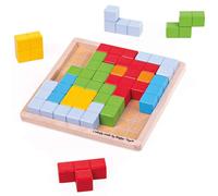 Bigjigs Toys Pattern Block Puzzle - Tangram Jigsaw Puzzle for Kids, Quality Wood