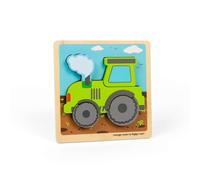Bigjigs Toys Puzzle a forma di trattore sollevabile, 5 pezzi, puzzle in legno pe