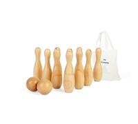Bigjigs Toys Set da Bowling a 10 spilli, 12 Birilli in Legno, Set da Giardino e Giochi da Prato, Regali ecologici per Bambini dai 2 Anni in su