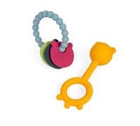 Sonaglio e dentaruolo in silicone 2 in 1 e anello da dentizione per neonati