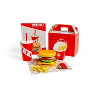 Bigjigs Toys Set di hamburger e patatine fritte, 48 pezzi giocattolo in legno pe